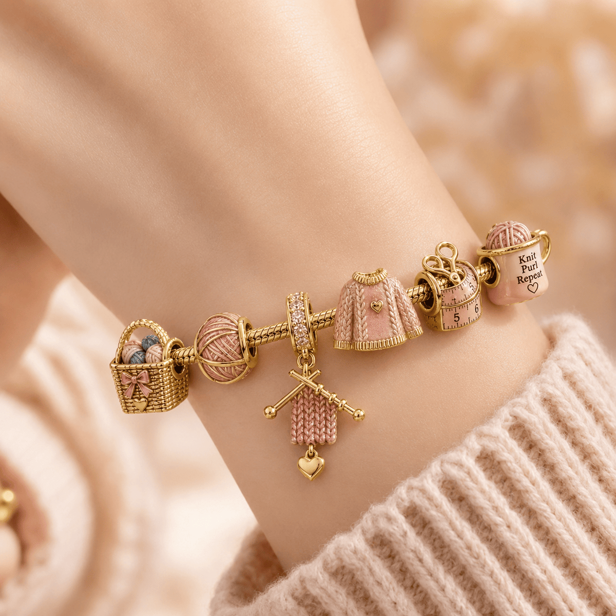 KNT Gold Charm Bracelet Set VTH