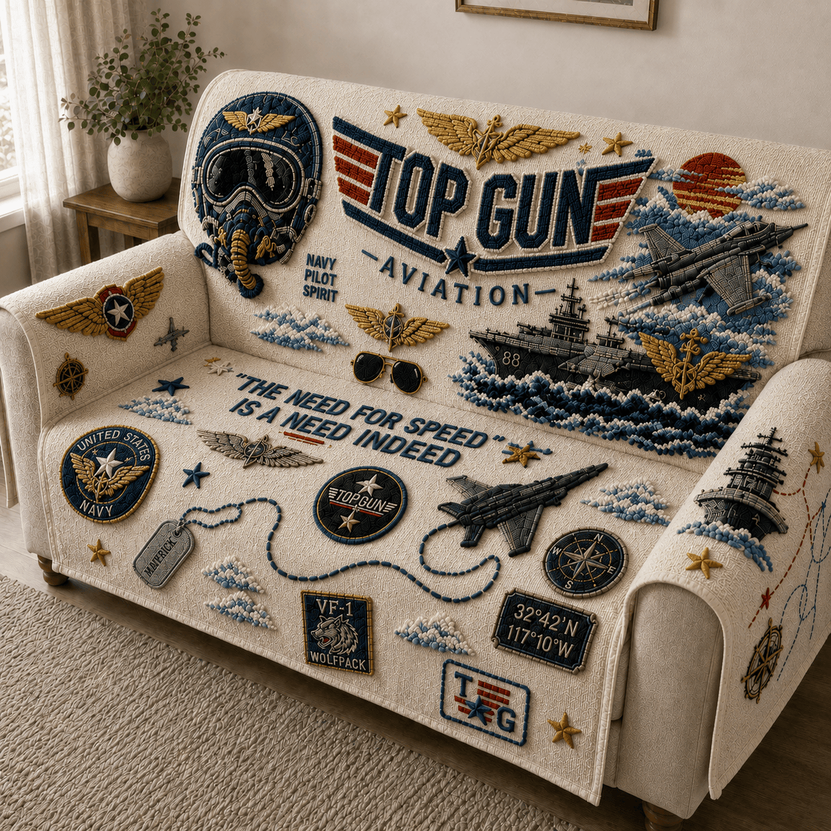 TGM Tufted Sofa Cover & Pillow Set NTKO