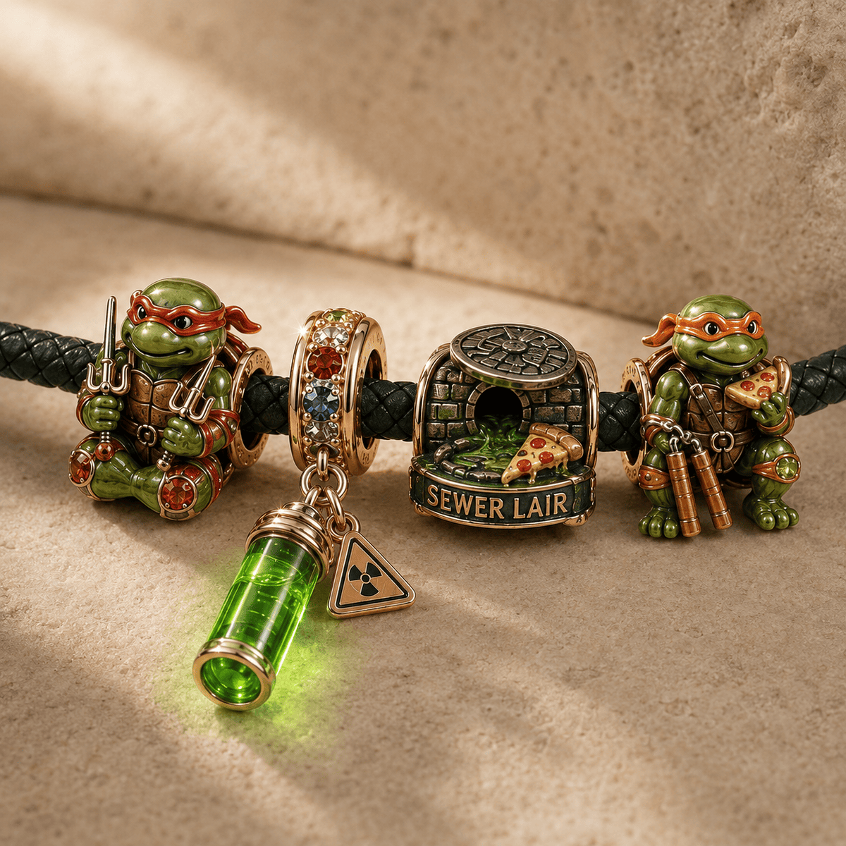 NJT round braided leather cord Charm Bracelet Set NHVH