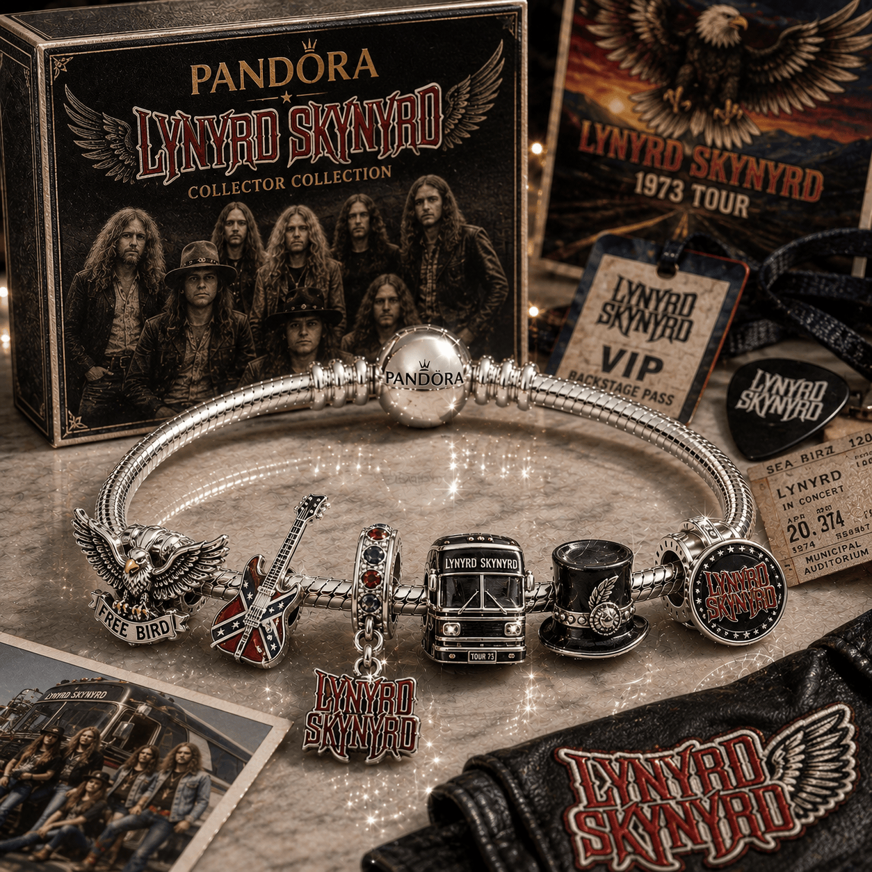 LNSN Silver Charm Bracelet Set PNPA