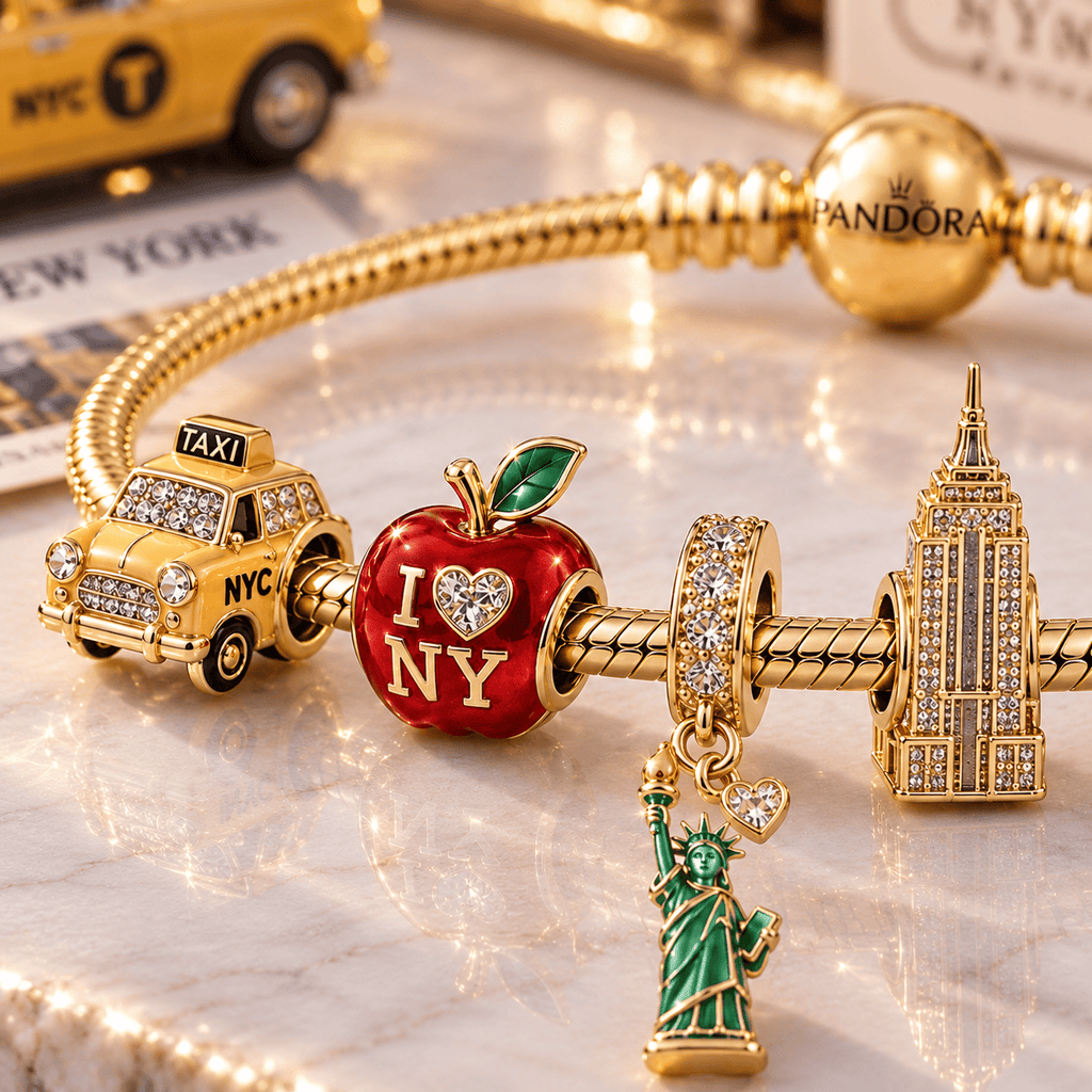 NYC Gold Charm Bracelet Set VTH
