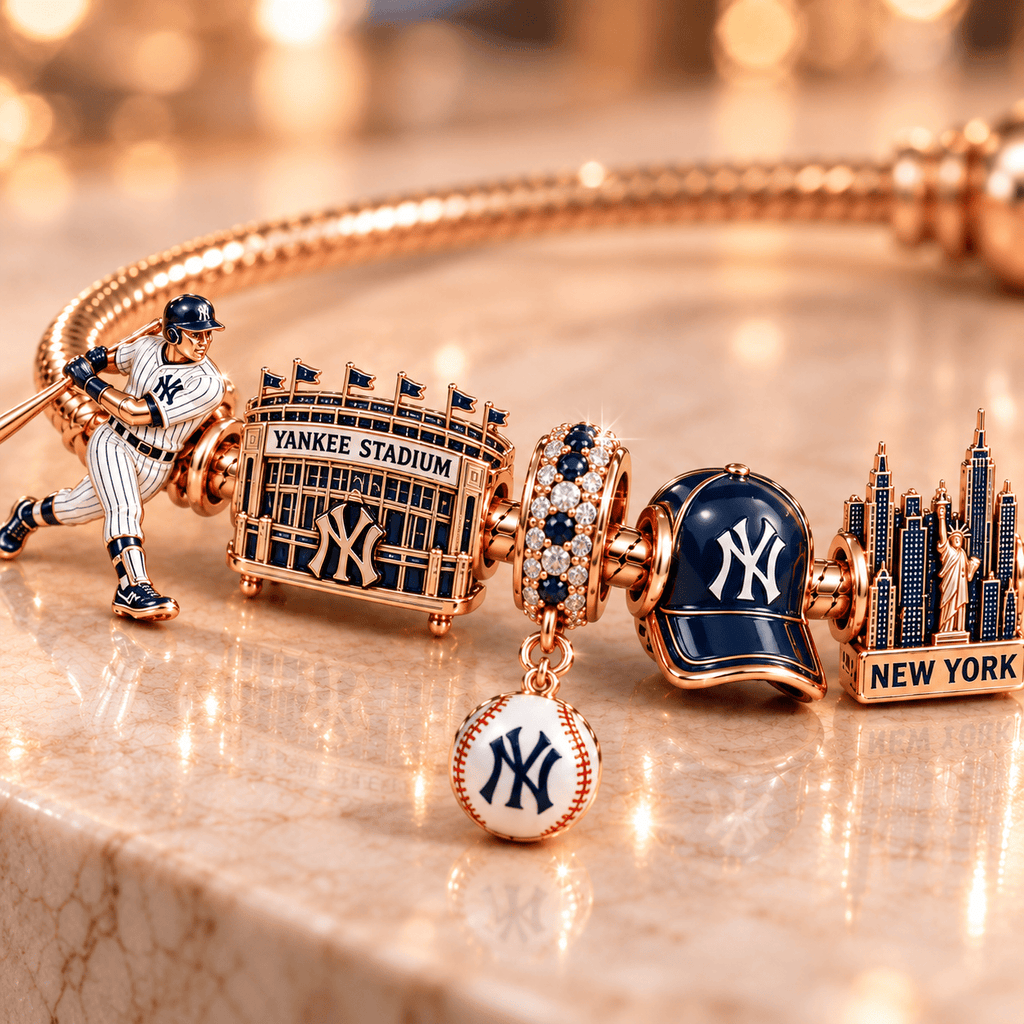 NYY Gold Charm Bracelet Set PNPA