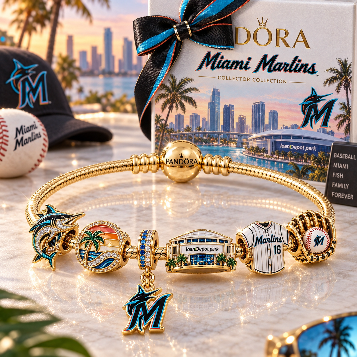 MMA Gold Charm Bracelet Set NHVH