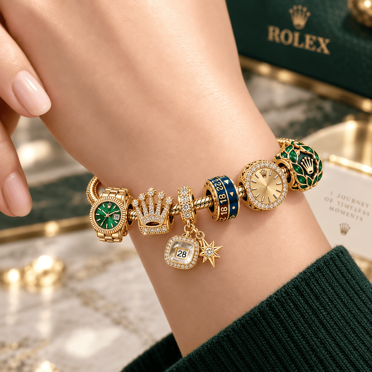 ROLX Gold Charm Bracelet Set VTH
