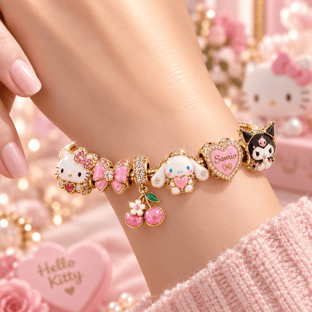 SRIO Gold Charm Bracelet Set VTH