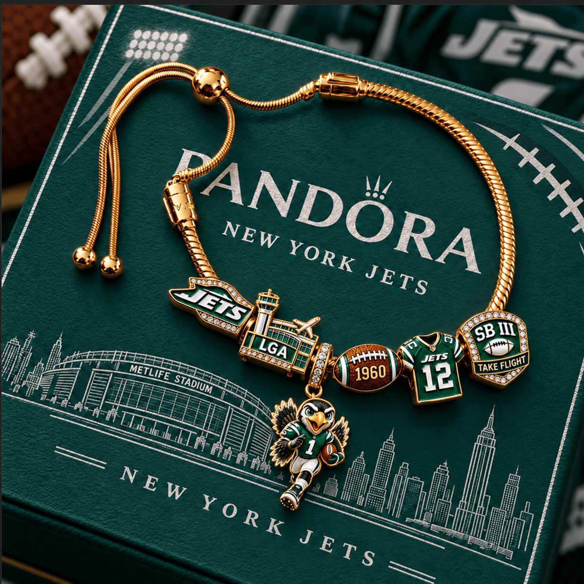 NYJ Silver Charm Bracelet Set NTVA