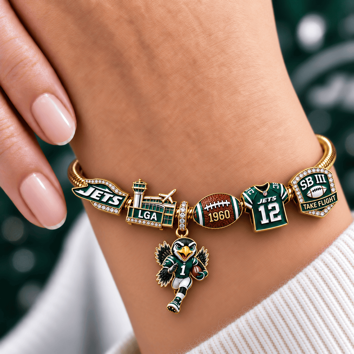 NYJ Silver Charm Bracelet Set NTVA