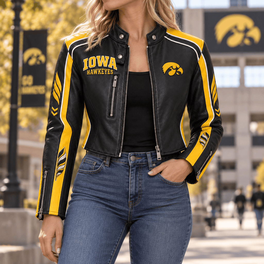 Premium IWHK Cropped Leather Zipper Jacket TTMH