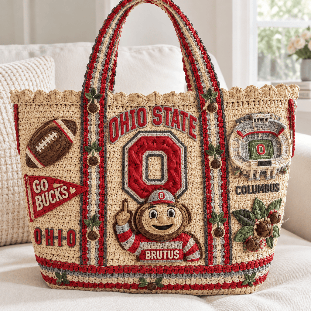 OSB Straw-Style Embellished Tote Bag HTTT