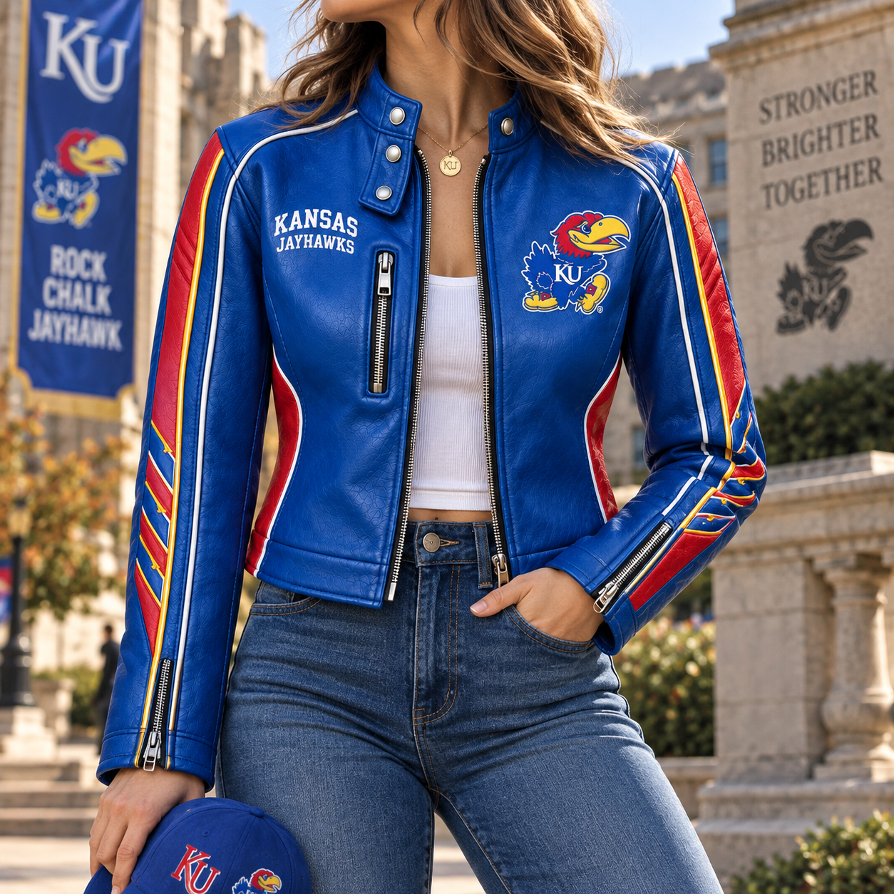 Premium KHSB Cropped Leather Zipper Jacket TTMH