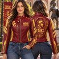 Premium USC Cropped Leather Zipper Jacket TTMH