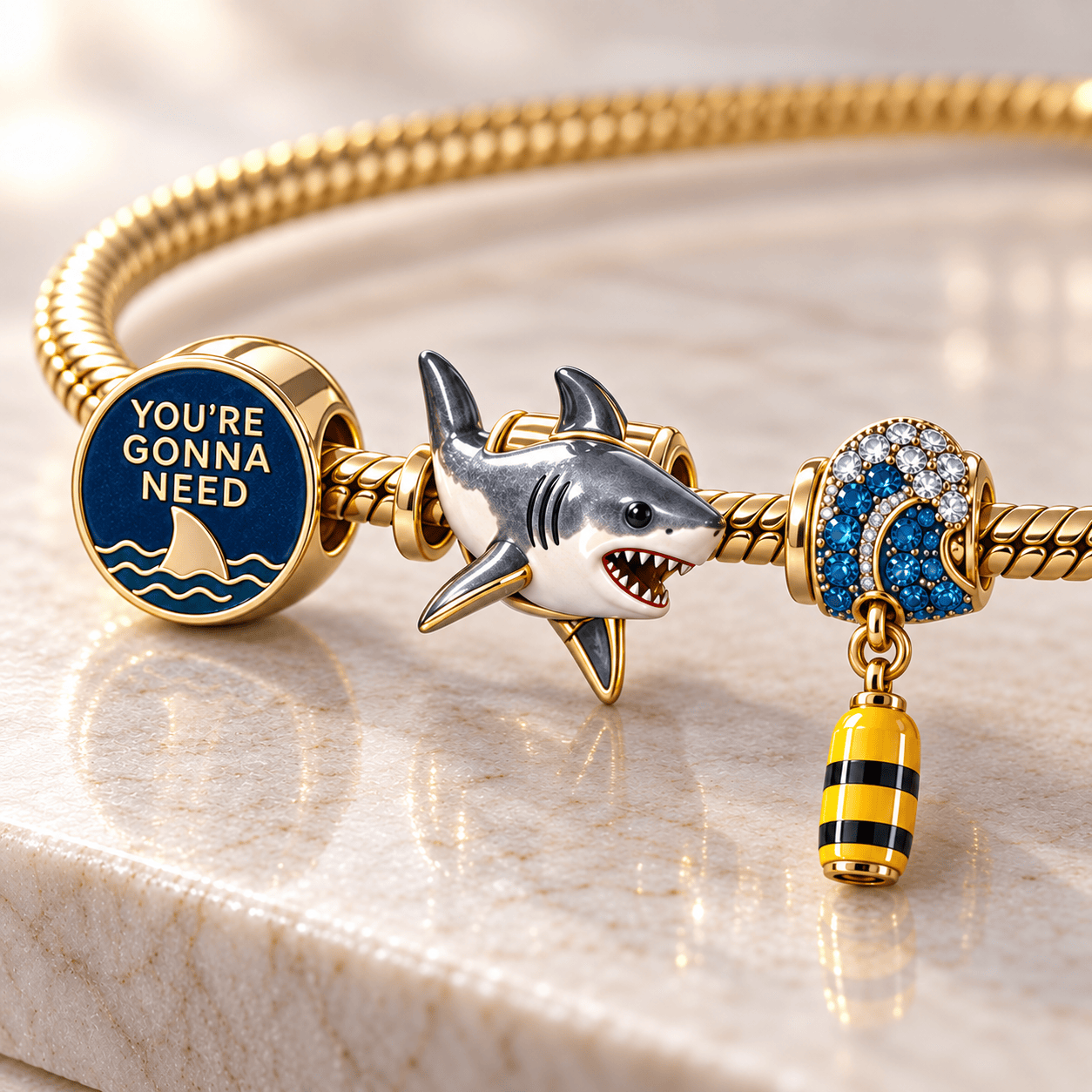 JAWS Gold Charm Bracelet Set HQH