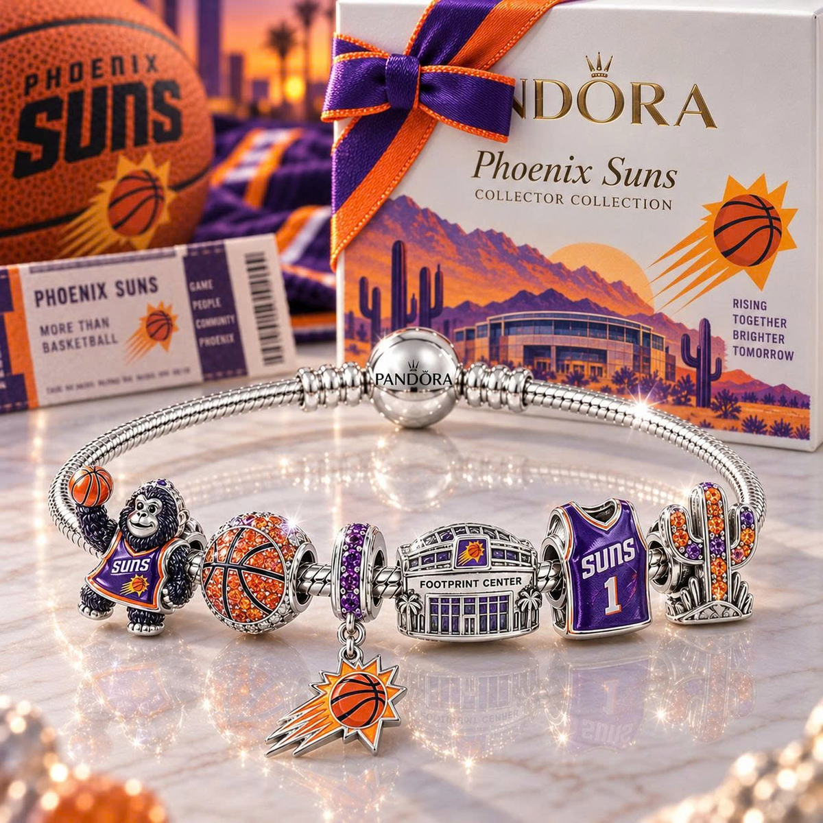 PNS Silver Charm Bracelet Set VTH