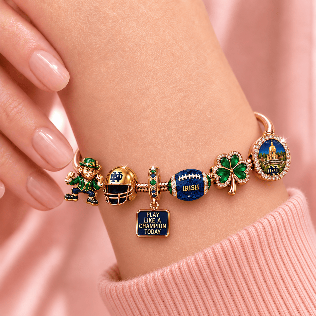 NODFI Rose Gold Charm Bracelet Set TMH