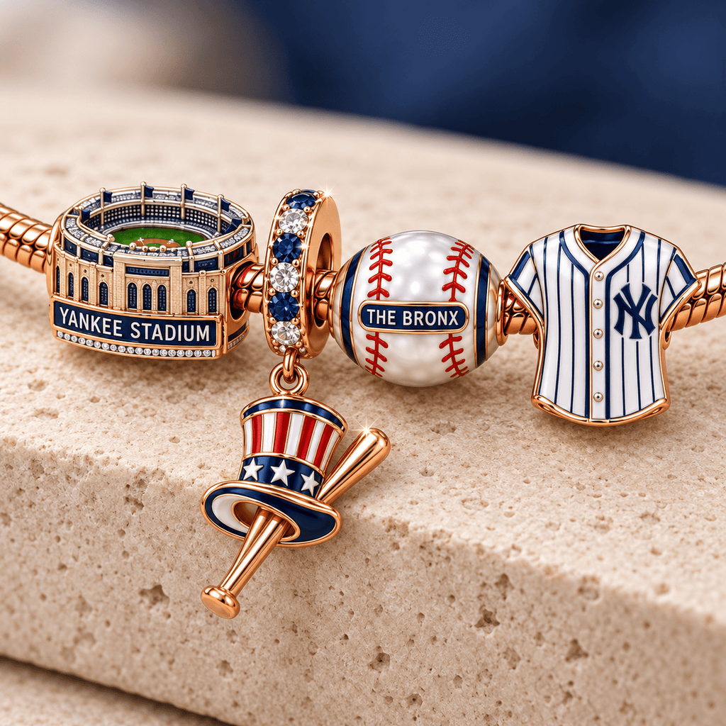 NYY Rose Gold Charm Bracelet Set TMH
