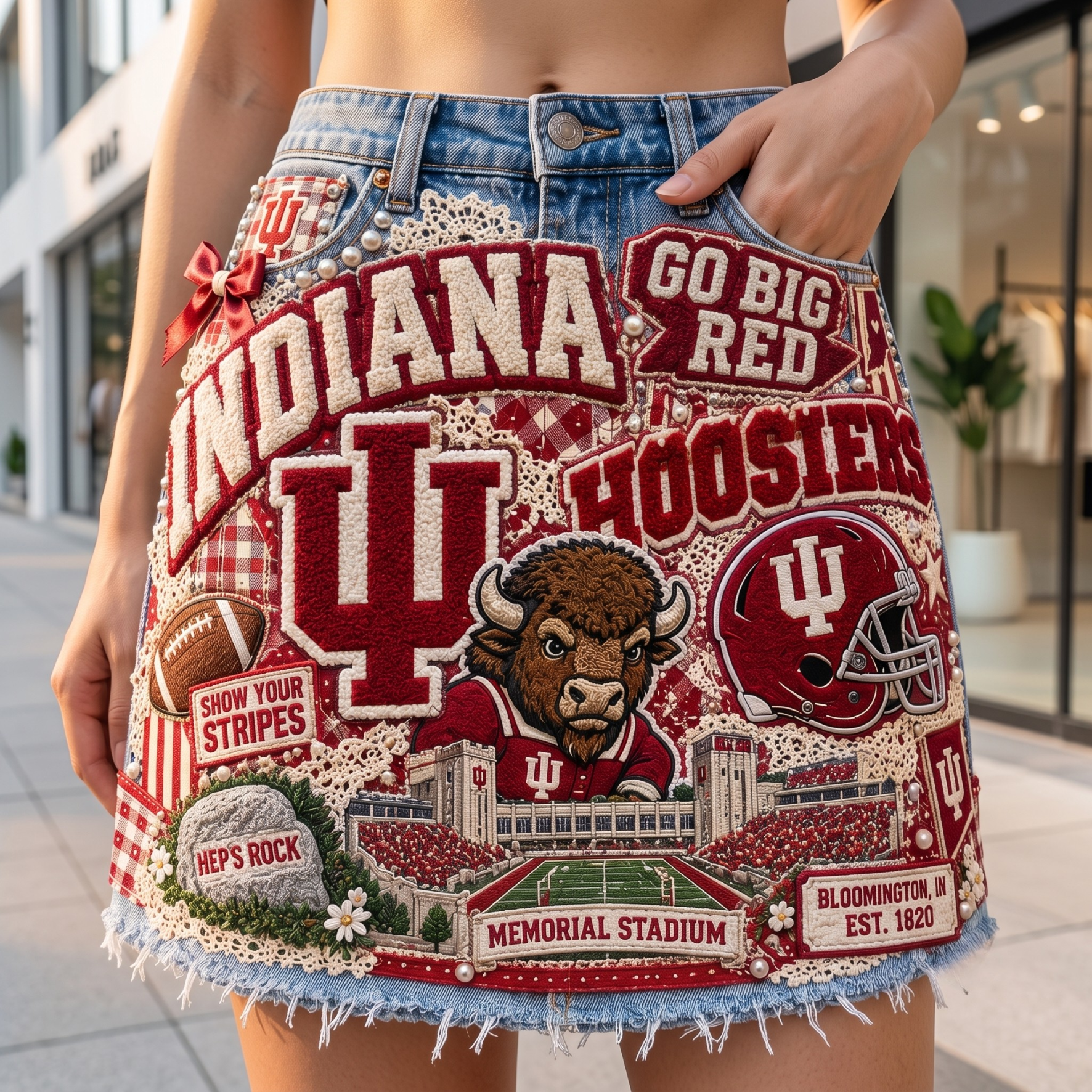 IDH Embellished Denim Skirt NTKO