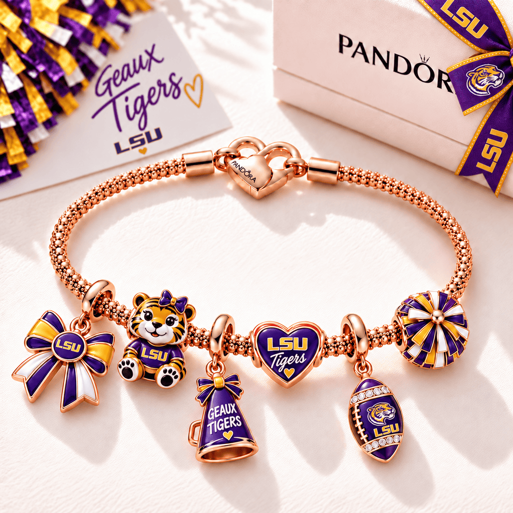 LSU Rose Gold Charm Bracelet Set TTTT