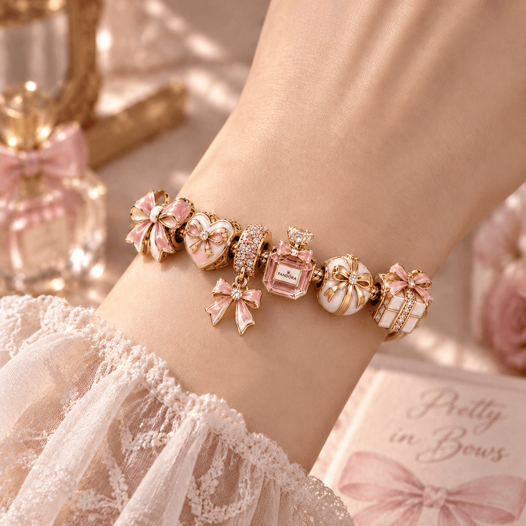 BOW Gold Charm Bracelet Set PTT