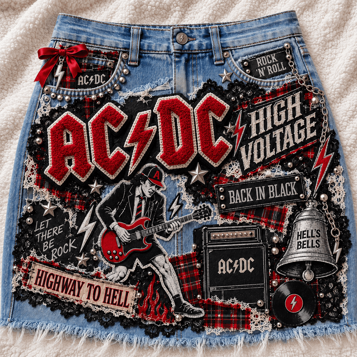 ACDC Embellished Denim Skirt DNBN