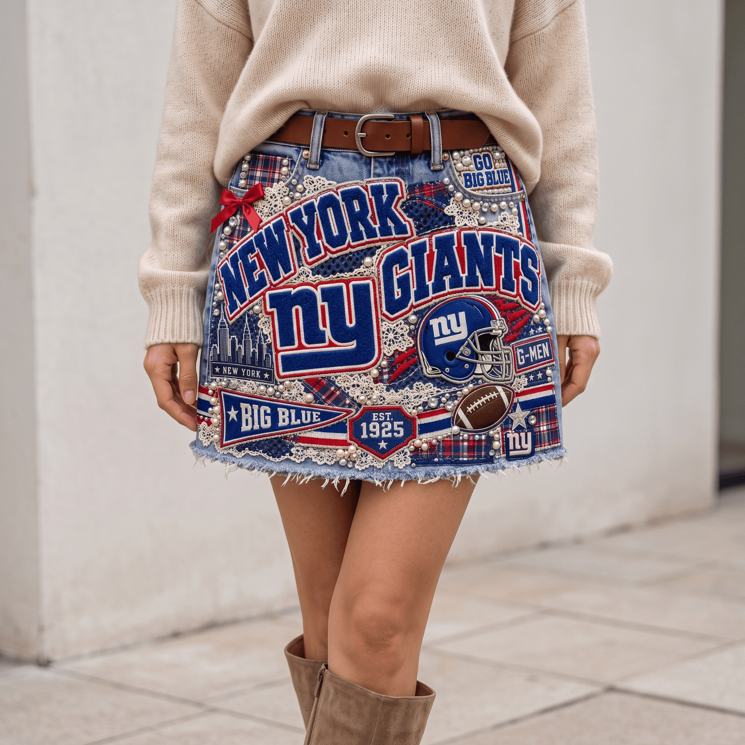 NYG Embellished Denim Skirt NTKO