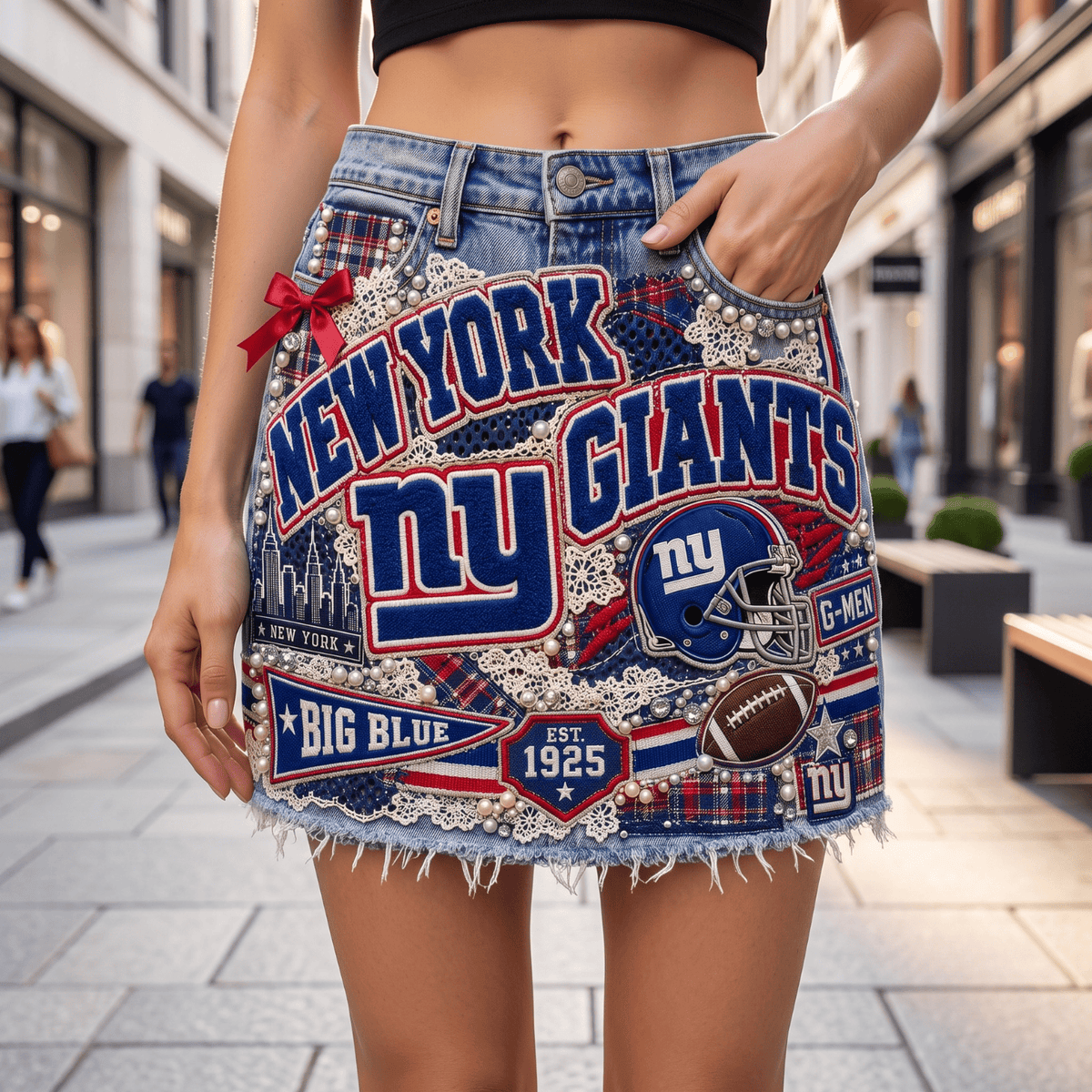NYG Embellished Denim Skirt NTKO