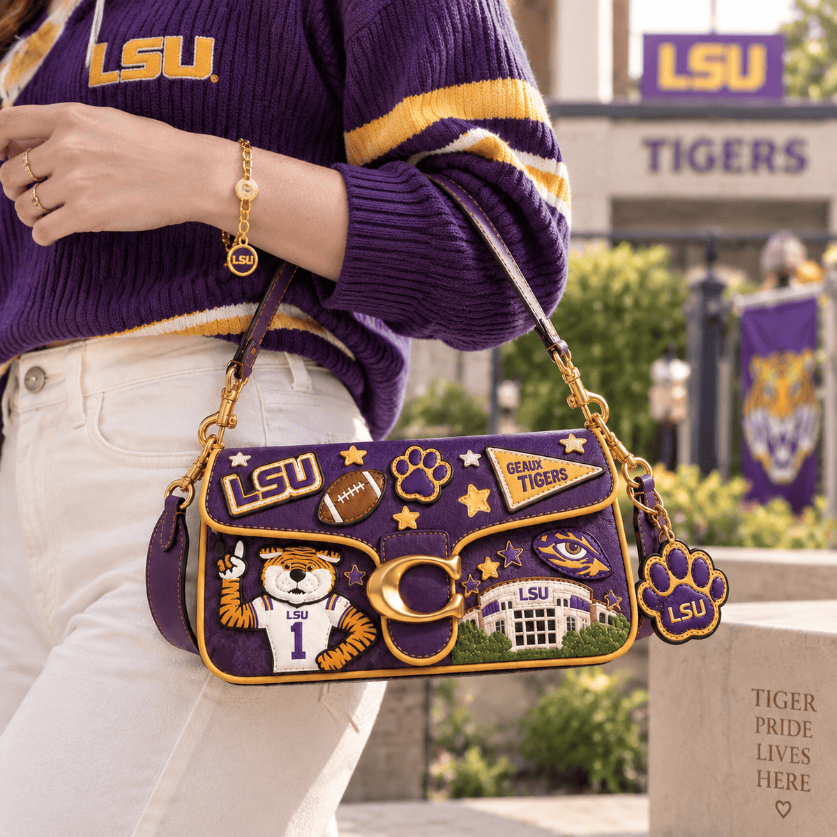 Premium LSU Coach Shoulder Cross With Charm NPL