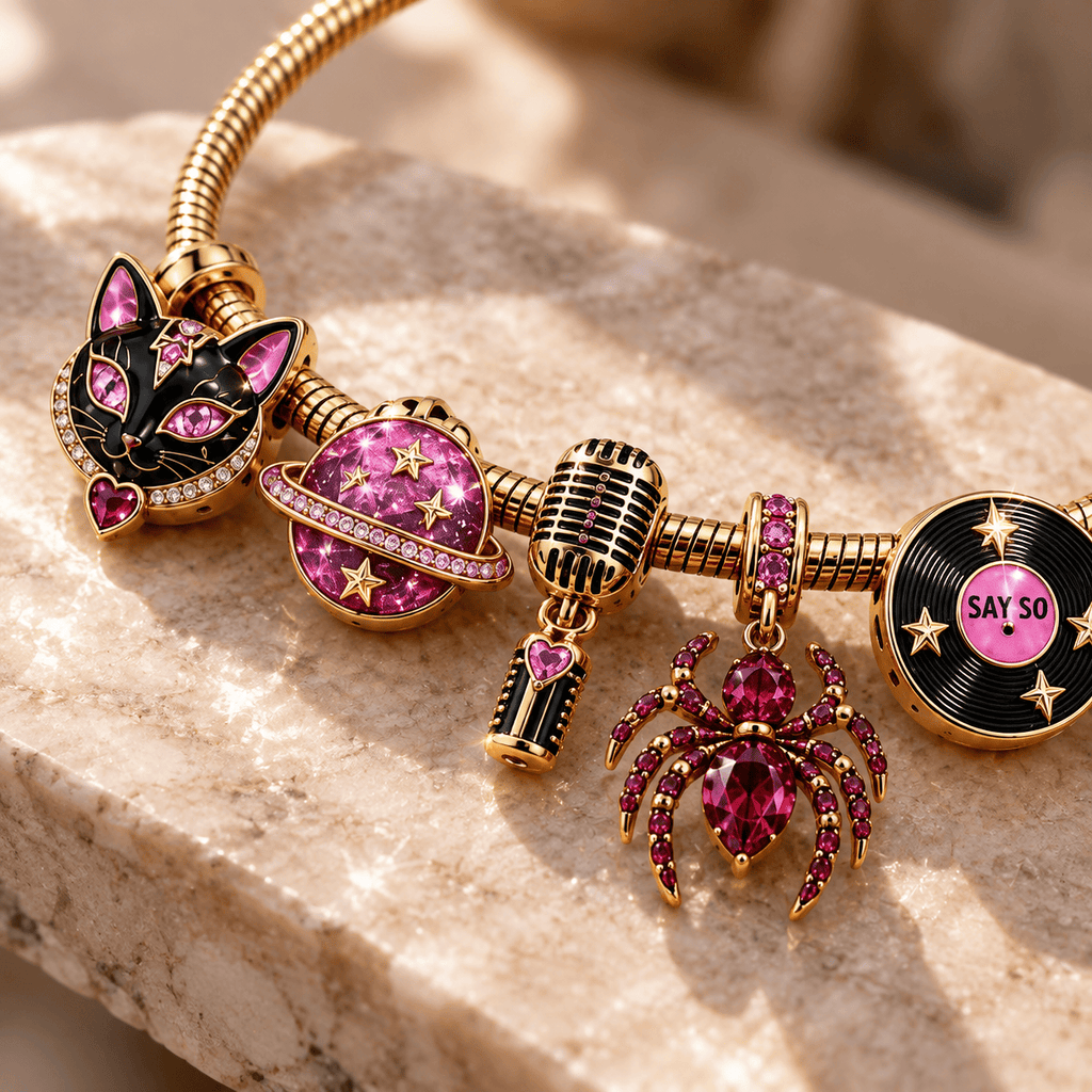 DJC Gold Charm Bracelet Set TTN