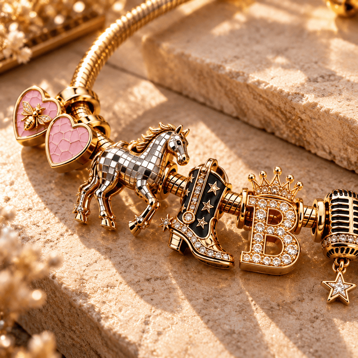 BYC Gold Charm Bracelet Set TTN