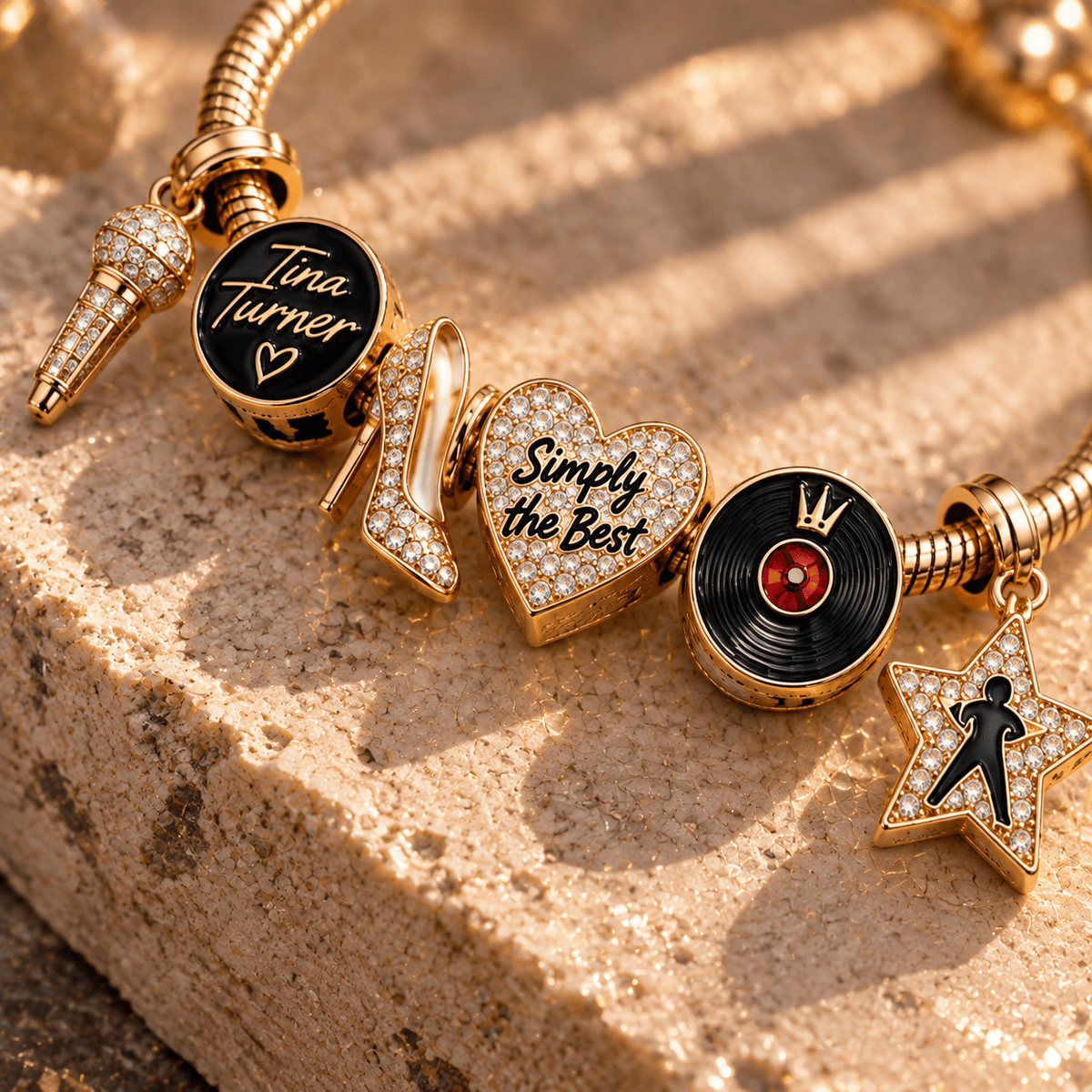 TNTN Gold Charm Bracelet Set PTT