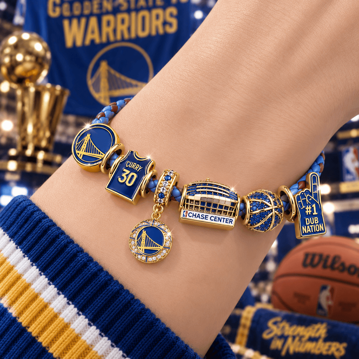 GSW Braided Leather Charm Bracelet Set VTH