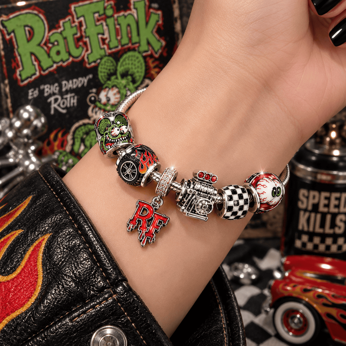 RFK Silver Charm Bracelet Set VTH