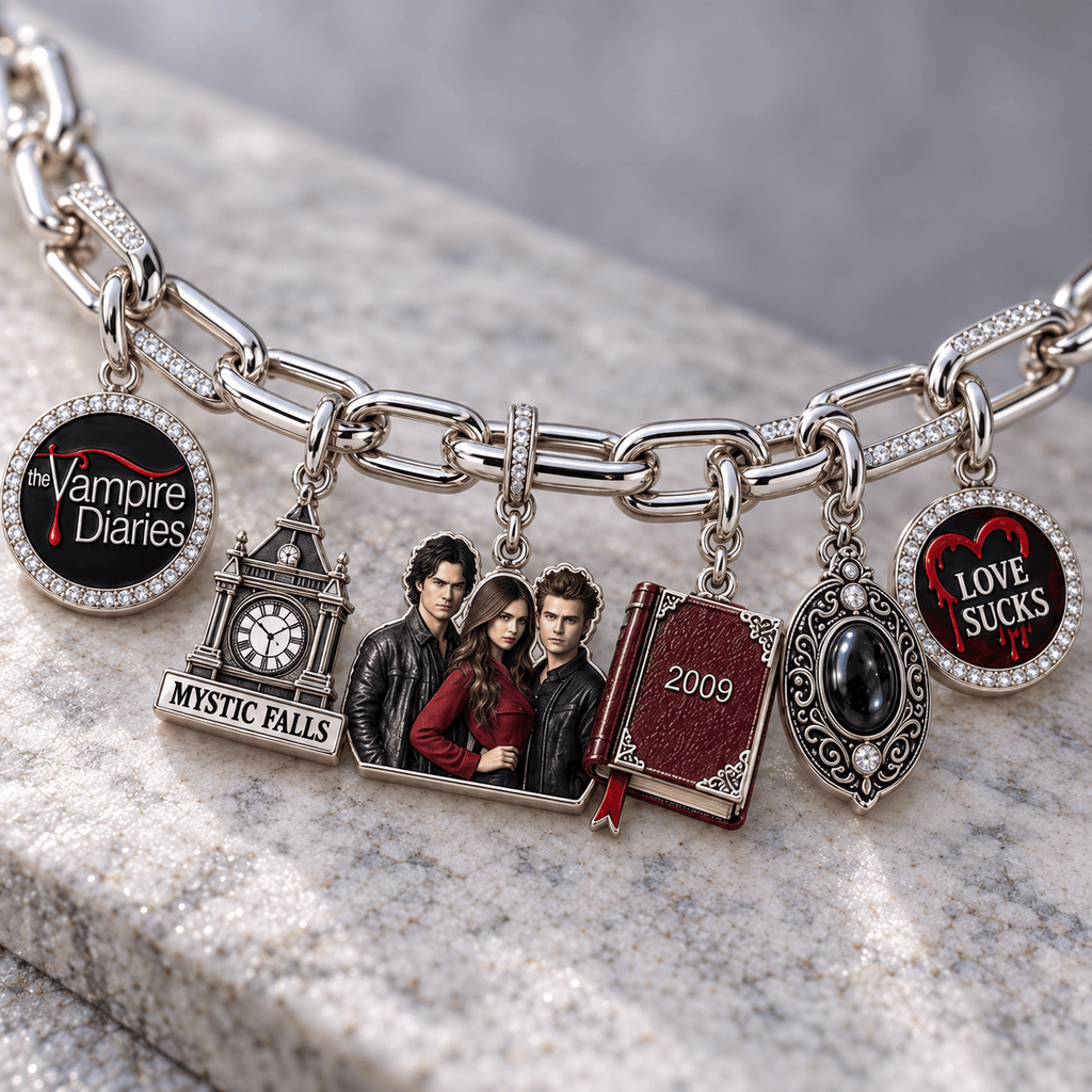 TVD Silver Charm Bracelet Set NTVA