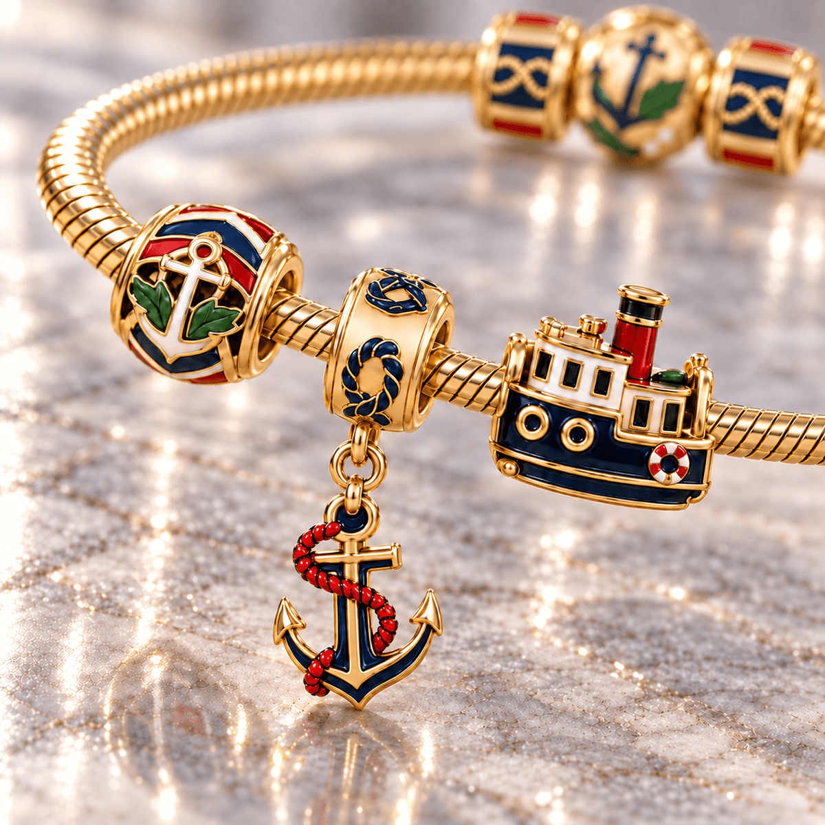 POPE Gold Charm Bracelet Set HQH
