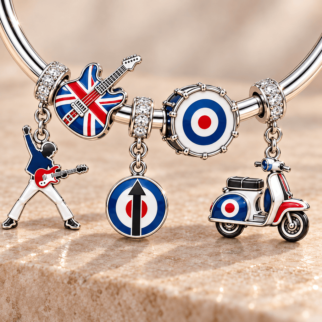 TWO Silver Charm Bracelet Set TMH