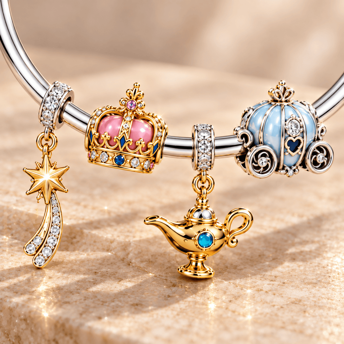 DSN Silver Charm Bracelet Set TMH