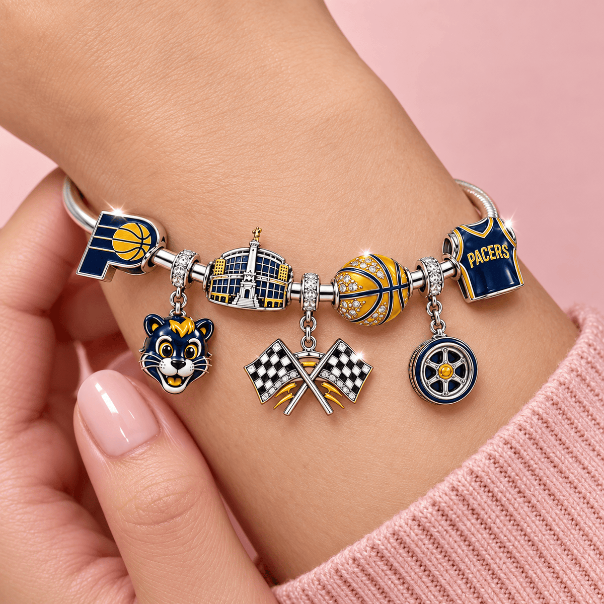 IDP Silver Charm Bracelet Set TMH