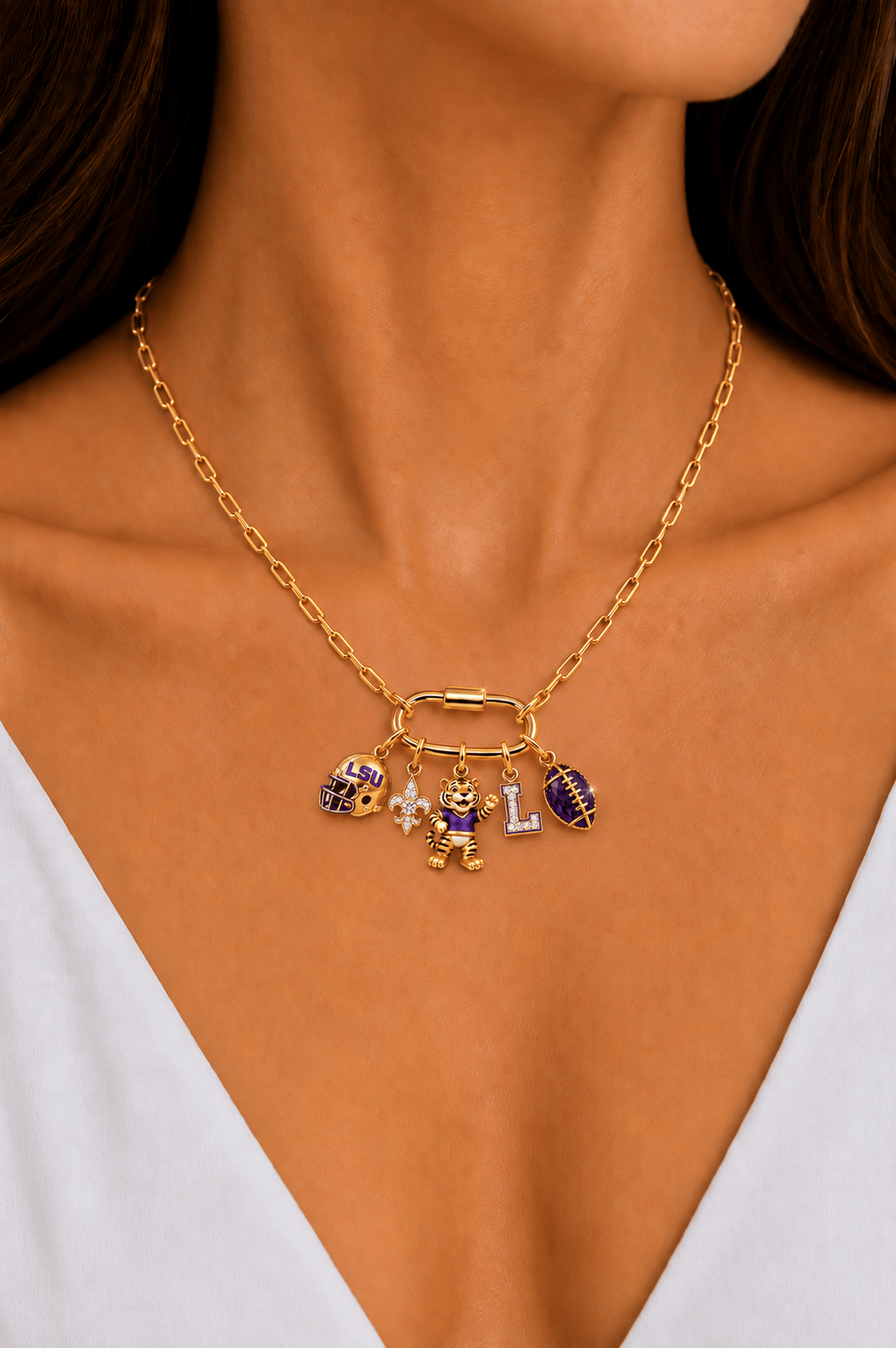 LSUT Solid Gold Chain with Diamond Pendant TMH
